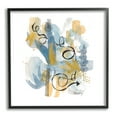 thumbnail image 1 of Modern Directional Arrow Abstraction Blue Yellow Watercolor Abstract Framed Art Print Wall Art, 17x17, 1 of 7