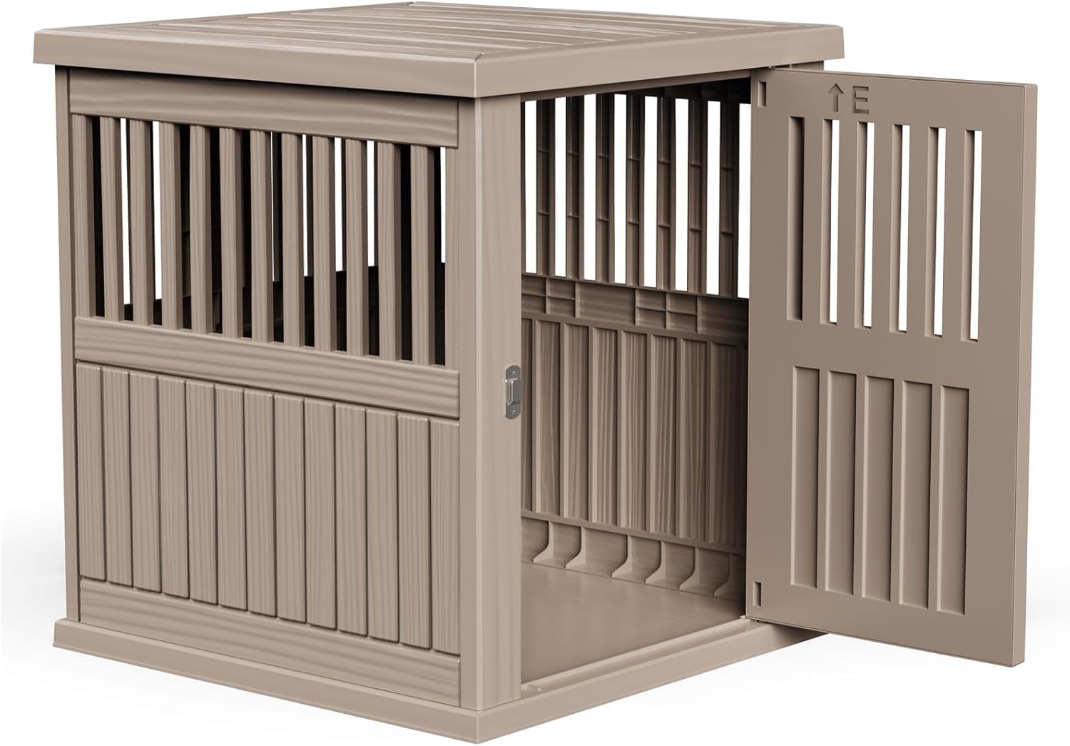 Modern Dog Crate Furniture – 2-in-1 End Table & Kennel with Lockable Latch (Light coffee,39.37×28.35×32.83 in)