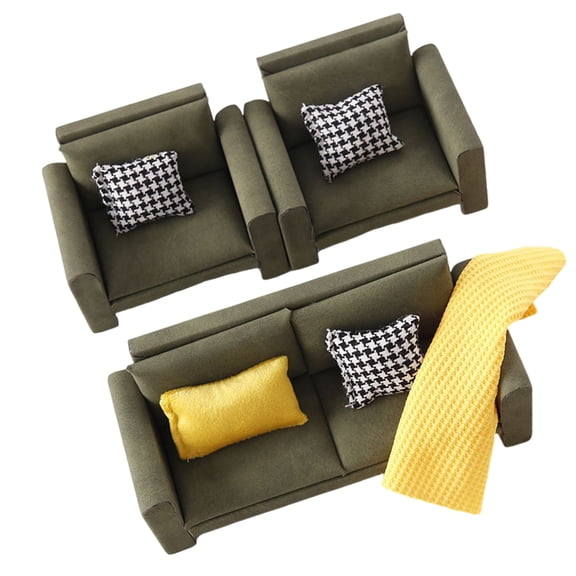 Modern Dollhouses Sofa Couch Decors 1/12 Scale Wooden Tiny Furniture For Room Accessories