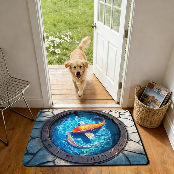 Modern Door Mat, Geometric Bath Rug, Non Slip Kitchen Mat, Absorbent Front Door Mat, Water Resistant Entryway Rug, 16x24 Inch Floor Carpet for Bathroom Shower Kitchen Entrance, Multi Color