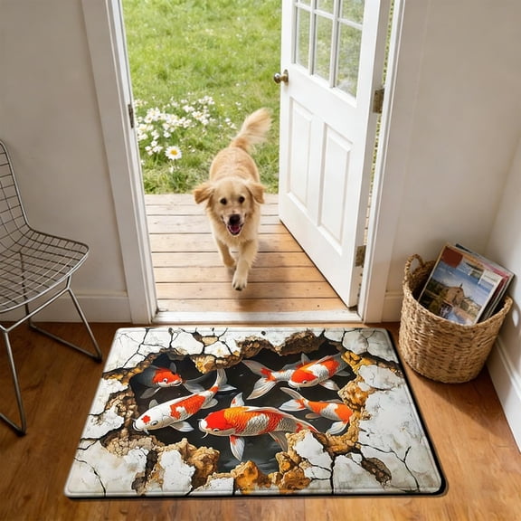 Modern Door Mat, Geometric Bath Rug, Non Slip Kitchen Mat, Absorbent Front Door Mat, Water Resistant Entryway Rug, 16x24 Inch Floor Carpet for Bathroom Shower Kitchen Entrance, Multi Color