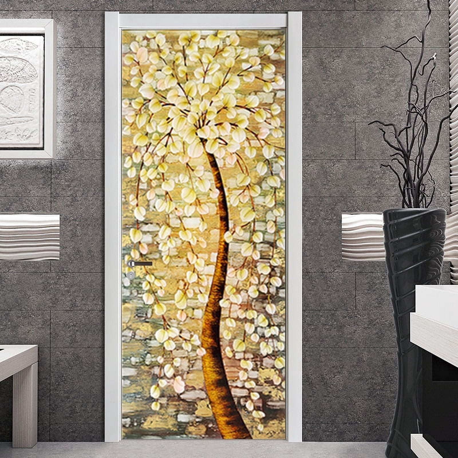 Modern Door Sticker Simulate Glass Pattern Geometric Self Adhesive ...