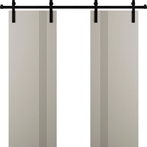 Modern Double Barn Door Sete 6933 13FT Rail Track Set Solid Panel ...