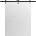 thumbnail image 1 of Modern Double Barn Door 56" x 84" inches / Mela 0755 Painted White / 13FT Rail Track Set / Solid Panel Interior Doors, 1 of 5
