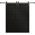 thumbnail image 1 of Modern Double Barn Door 60 x 80 inches | Ego 5010 Painted Black Oak | 13FT Rail Track Set | Solid Panel Interior Doors, 1 of 5