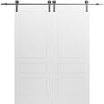 thumbnail image 1 of Modern Double Barn Door 64" x 84" inches / Mela 0733 Painted White / 13FT Silver Rail Track Set / Solid Panel Interior Doors, 1 of 5