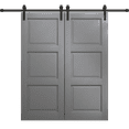 thumbnail image 1 of Modern Double Barn Door 72 x 96 inches | Ego 5010 Painted Grey Oak | 13FT Rail Track Set | Solid Panel Interior Doors, 1 of 5