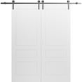 thumbnail image 1 of Modern Double Barn Door 72" x 96" inches / Mela 0733 Painted White / 13FT Silver Rail Track Set / Solid Panel Interior Doors, 1 of 5