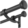 thumbnail image 1 of Modern Double Curtain Rods, Matte Black Curtain Rod 36-72 Inch Length Drapery Rods with Simple Decorative End Caps 1 Inch Front and 5/8 Inch Diameter Back Dual Curtain Rod Telescoping Window Rods, 1 of 9