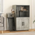 thumbnail image 1 of Modern Double-Layer Cat Litter Box Enclosure - Hidden Cat Furniture with Ladder & Platform - Easy Assembly, Odor Control, Fits 22" x 17" Box - Without Litter Pans, 1 of 8