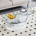 thumbnail image 1 of Modern Double Layer Round Glass Cofee Table for Small Space Home Office,42 Inch White, 1 of 7