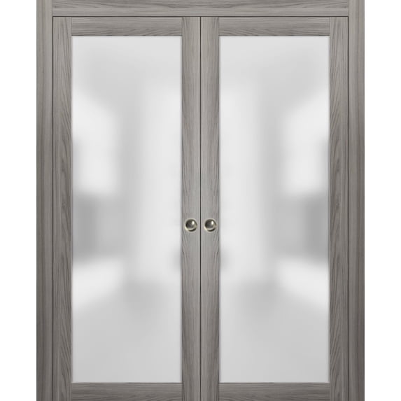 Modern Double Pocket Closet Glass Doors 64 x 80