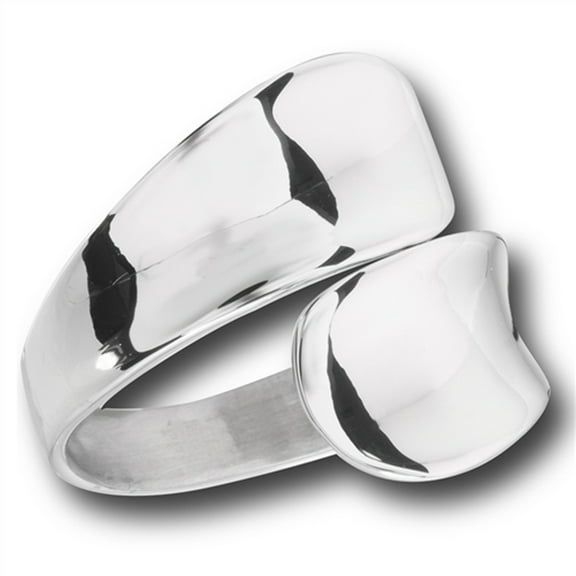 Modern Double Spoon Curved Concave Wrap Ring Stainless Steel Band Gray Jewelry Female Male Size 10