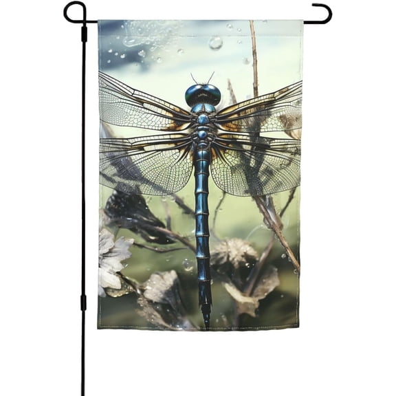 Modern Dragonfly Garden Flag, 12 x 18 in, Double Sided, Vivid Color, Fade Resistant Small Yard Flag for Outdoor or Indoor Holiday Decor