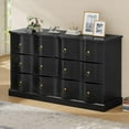 thumbnail image 1 of Modern 6 Drawers Dresser for Bedroom, Drawers w/Curved Profile Design, Drawers Smooth Slides, Drawers with Golden Handles for Bedroom, Living Room (Black Gray, 6 resser), 1 of 8