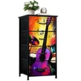 thumbnail image 1 of Modern Dresser for Bedroom with 4 Storage Drawers Graffiti Music Fashion Colorful Microphone Painting Hip Hop Lovers Dressers Chest of Drawers Steel Framed Fabric Closet Organizers for Entryway, 1 of 8