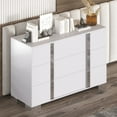 thumbnail image 1 of Modern Dresser with Metal Handle, Mirrored Storage Cabinet and 6 Drawers for Bedroom, Living Room, White, 1 of 8