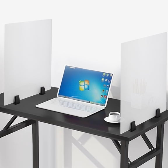 Modern Dual Frosted Plexiglass 24 x 18 inch Desk Privacy Panels Pack of 2 for Classrooms, Offices