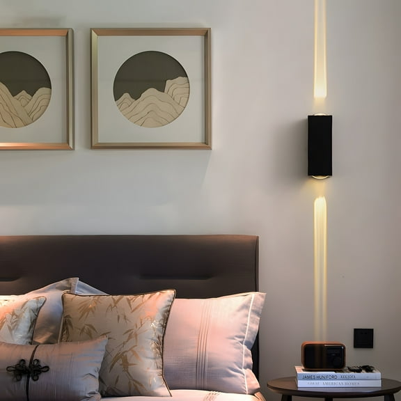 Modern Dual-Head LED Wall Light, Adjustable Up & Down Single Beam Spotlight, Hardwired Metal Fixture for Hallways, Stairs, Porches, Hotels & Outdoor Décor