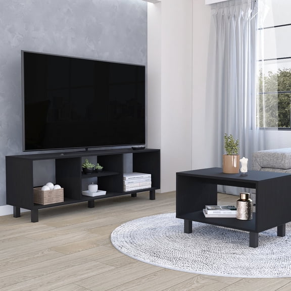 Modern Duo Set for Living Room with 55.1"W TV Stand / Great for Storage