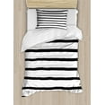 thumbnail image 1 of Modern Duvet Cover Set, Abstract Minimalist Horizontal Paintbrush Stripes Bands Simplistic Design, Decorative 2 Piece Bedding Set with 1 Pillow Shams, Twin Size, Charcoal Grey, by Ambesonne, 1 of 3