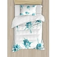 thumbnail image 1 of Modern Duvet Cover Set, Alluring Charming Gems Crystal Like Diamonds with Spike Like Image Print, Decorative 2 Piece Bedding Set with 1 Pillow Shams, Twin Size, Teal Turquoise White, by Ambesonne, 1 of 3