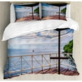 thumbnail image 1 of Modern Duvet Cover Set, Balcony Porch Sea Ocean View in Trinidad and Tobago Island Tropic Photo Image Art, Decorative 3 Piece Bedding Set with 2 Pillow Shams, Calking Size, Multicolor, by Ambesonne, 1 of 3