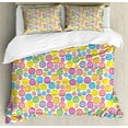 thumbnail image 1 of Modern Duvet Cover Set, Circular Shaped Buttons Pattern in Various Sizes Print, Decorative 3 Piece Bedding Set with 2 Pillow Shams, Queen Size, Multicolor, by Ambesonne, 1 of 3