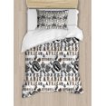thumbnail image 1 of Modern Duvet Cover Set, Coffee Beans with Ornamental Words Ethiopians Pattern, Decorative 2 Piece Bedding Set with 1 Pillow Shams, Twin Size, Sand Brown Black, by Ambesonne, 1 of 3
