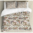 thumbnail image 1 of Modern Duvet Cover Set, Coffee Words Cafe Typography in Point Sizes Digital Illustration, Decorative 3 Piece Bedding Set with 2 Pillow Shams, King Size, Dark Brown Caramel, by Ambesonne, 1 of 3