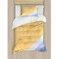 thumbnail image 1 of Modern Duvet Cover Set, Footprints Sand Realistic Print near Ocean Waves Digital Image, Decorative 2 Piece Bedding Set with 1 Pillow Shams, Twin Size, Pale Blue Apricot, by Ambesonne, 1 of 3