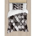 thumbnail image 1 of Modern Duvet Cover Set, Geometrical Design with Grey Ombre Colored Squares Print, Decorative 2 Piece Bedding Set with 1 Pillow Shams, Twin Size, Charcoal Grey White, by Ambesonne, 1 of 3