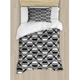 thumbnail image 1 of Modern Duvet Cover Set, Horizontal Arrangement of Intersecting Streaks Geometrical Details, Decorative 2 Piece Bedding Set with 1 Pillow Shams, Twin Size, Dimgray Charcoal Grey, by Ambesonne, 1 of 3