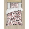 thumbnail image 1 of Modern Duvet Cover Set, Ink Handwritten Popular Country Capitals with Fashion Words Art, Decorative 2 Piece Bedding Set with 1 Pillow Shams, Twin Size, Red Black and White, by Ambesonne, 1 of 3