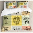 thumbnail image 1 of Modern Duvet Cover Set King Size, Hipster Animals Monkey Camel Cat Lion Goat Tiger Business Man Glasses Illustration, Decorative 3 Piece Bedding Set with 2 Pillow Shams, Multicolor, by Ambesonne, 1 of 3