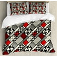 thumbnail image 1 of Modern Duvet Cover Set, Minimalist Abstract Pattern with Retro Fashion Geometric Effect, Decorative 3 Piece Bedding Set with 2 Pillow Shams, Calking Size, White Black Red, by Ambesonne, 1 of 3