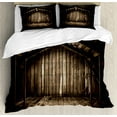 thumbnail image 1 of Modern Duvet Cover Set, Old Wooden Rustic Home Cottage Rural Countryside Grunge Rusty Indoors Print, Decorative 3 Piece Bedding Set with 2 Pillow Shams, Queen Size, Brown Dark Brown, by Ambesonne, 1 of 3