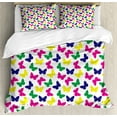 thumbnail image 1 of Modern Duvet Cover Set, Rainbow Colorful Butterfly Romantic Art, Decorative 3 Piece Bedding Set with 2 Pillow Shams, King Size, Dark Blue Yellow, by Ambesonne, 1 of 3