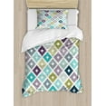 thumbnail image 1 of Modern Duvet Cover Set, Seamless Geometrical Rhombus Pointed Triangle Like in Doodle Style Pattern Image, Decorative 2 Piece Bedding Set with 1 Pillow Shams, Twin Size, Multicolor, by Ambesonne, 1 of 3