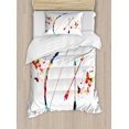 thumbnail image 1 of Modern Duvet Cover Set Twin Size, Abstract Unusual Bow and Arrow with Butterflies Music Notes Floral Design Print, Decorative 2 Piece Bedding Set with 1 Pillow Sham, Multicolor, by Ambesonne, 1 of 3