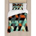 thumbnail image 1 of Modern Duvet Cover Set Twin Size, Geometrical Print with Squares Triangles Shapes And Shadows Zig Zag Stripes Image, Decorative 2 Piece Bedding Set with 1 Pillow Sham, Multicolor, by Ambesonne, 1 of 3