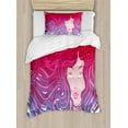 thumbnail image 1 of Modern Duvet Cover Set Twin Size, Graphic Little Mermaid Face and Wavy Hair Vibrant Colors Fantasy Woman Artwork, Decorative 2 Piece Bedding Set with 1 Pillow Sham, Red Violet Cream, by Ambesonne, 1 of 3