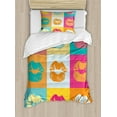 thumbnail image 1 of Modern Duvet Cover Set Twin Size, Sexy Woman Lips on Polka Dots Background in Various Frames Fashion Kiss Love Design, Decorative 2 Piece Bedding Set with 1 Pillow Sham, Multicolor, by Ambesonne, 1 of 3