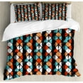 thumbnail image 1 of Modern Duvet Cover Set, Vector Contemporary Design Geometric Hexagonal Detailed Image, Decorative 3 Piece Bedding Set with 2 Pillow Shams, King Size, Turquoise Salmon, by Ambesonne, 1 of 3