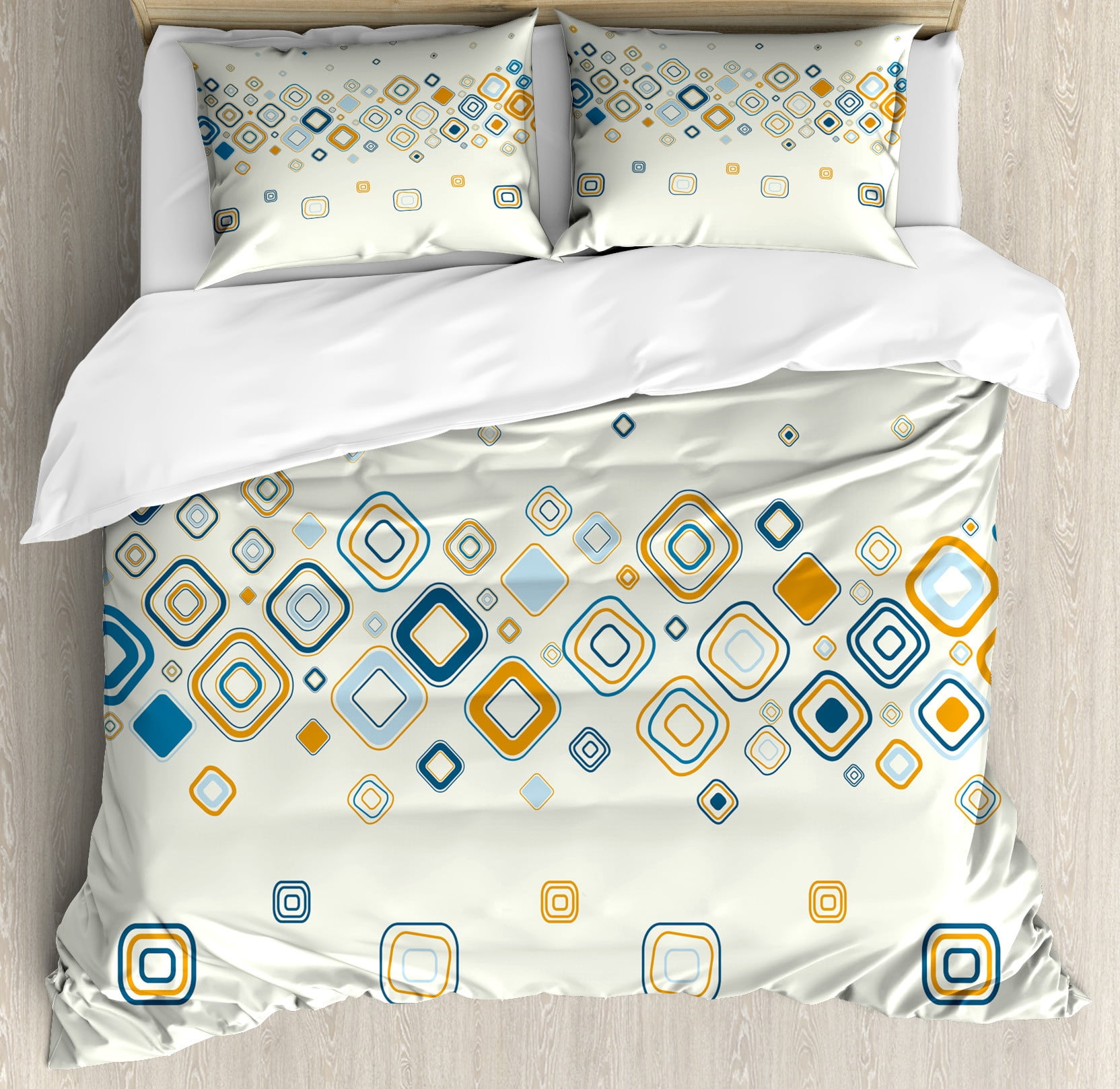 Ambesonne Modern Duvet Cover Set, Vector Geometric Shapes, Queen, Cream ...