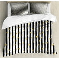 thumbnail image 1 of Modern Duvet Cover Set, Vertical Black and White Brushstroke Stripes Background Valentines Themed Hearts, Decorative 3 Piece Bedding Set with 2 Pillow Shams, Queen Size, Pale Coffee, by Ambesonne, 1 of 3