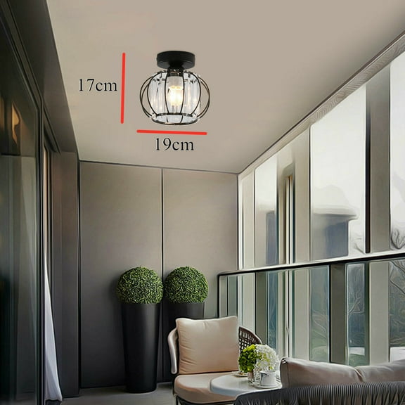 Modern E27 Ceiling Light Fixture Small Crystal Chandelier Indoor Lighting Black For Bedroom, Office