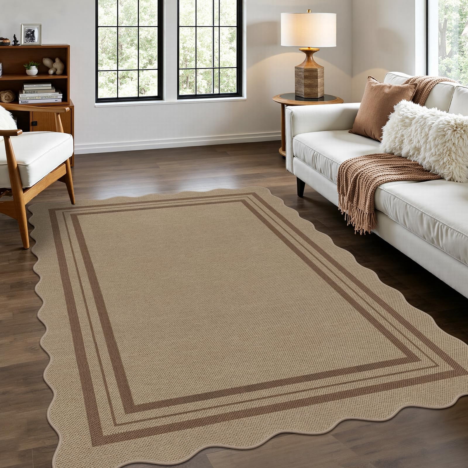 Neutral Rug Natural Modern Easy Jute 4x6 Outdoor Patio Rug Washable Indoor Brown Kitchen ...