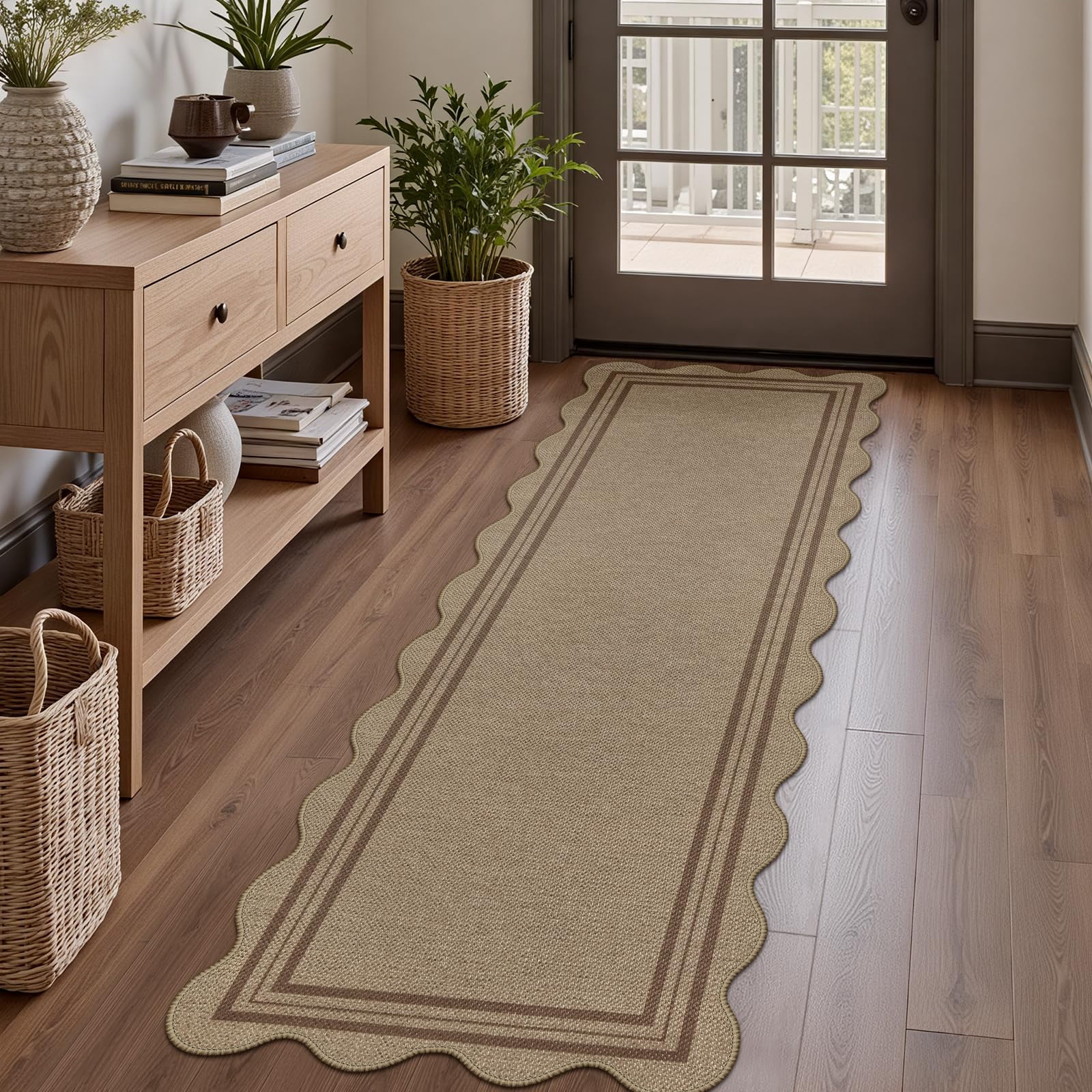 Modern Easy Jute Rug  2x6 Kitchen Runner Washable Runners For Hallways Farmhouse Carpet Non Slip Indoor Outdoor Contemporary Door Mat Porch Laundry Entryway