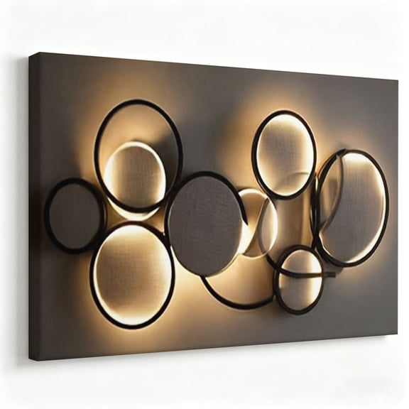 "Modern Eclipse Ring Clustered Wall Sconce" Contemporary LED Backlit Circular Light Fixture, Geometric Architectural Ambient Luxury Lighting 8*12